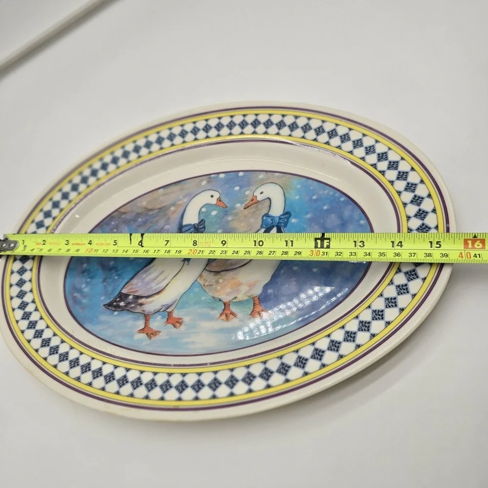 Melamine Ware Gourmet Design Goose Duck w/Ribbons Serving Platter Tray Vintage